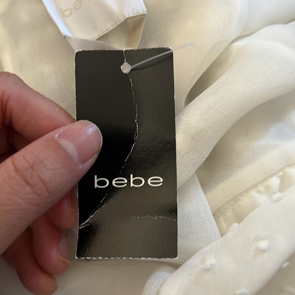 NWT bebe White Ruffle Swiss Dot Halter Convertible Romper XXS - Picture 12 of 16